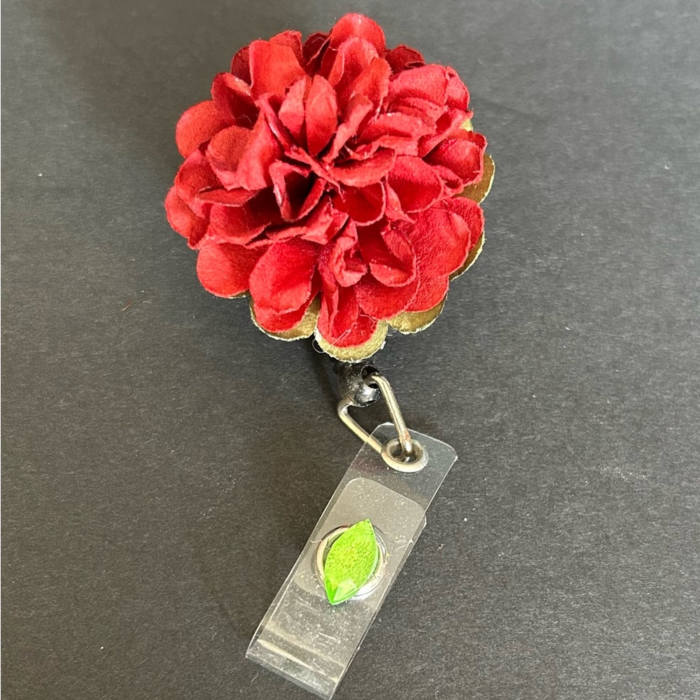 Autumn Flower Retractable Reel Badge Holder Fall Mum Halloween Nurse RN ID